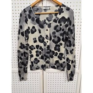 Moschino Cheap and Chic Silk Cashmere Leopard Print Sweater Cardigan Size 10